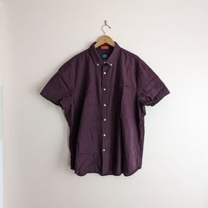 St. John Performance Burgundy Checkered Men's Casual Button Down Size XXL